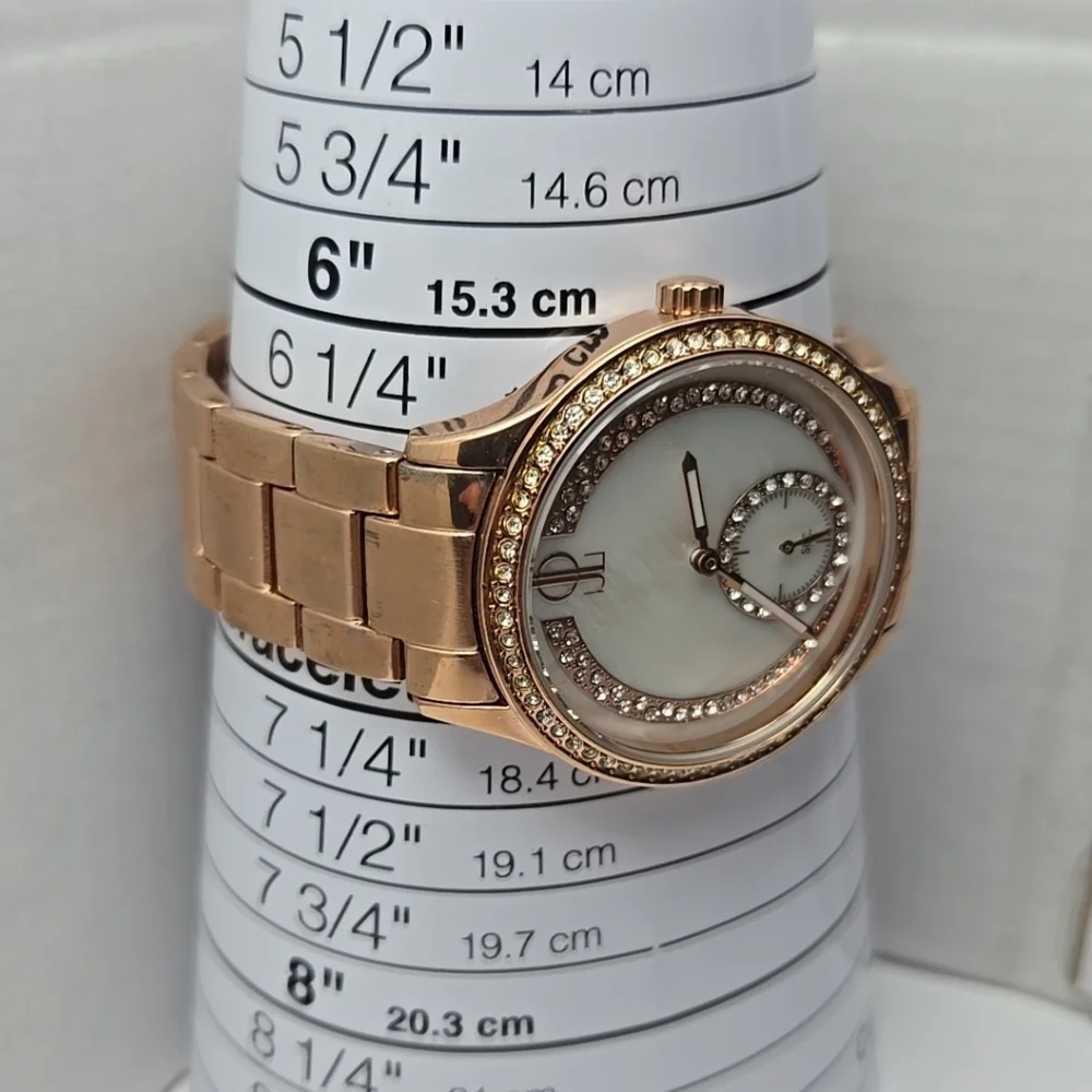 Womens Jennifer Lopez Rose Gold Crystal Watch Rhinestones FMDJL549 New Battery